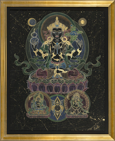Three Bodhisattvas: Compassion, Wisdom, and Dynamic Will - Original Artwork
