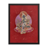 Green Tara on Red - Framed poster