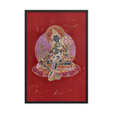 Green Tara on Red - Framed poster