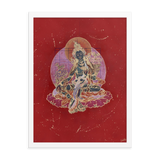 Green Tara on Red - Framed poster