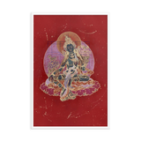 Green Tara on Red - Framed poster