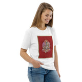 Green Tara on Red - Organic Unisex T-Shirt - Front Print - Svietliy’s