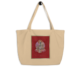 Green Tara On Red - Large organic tote bag