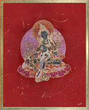 Green Tara On Red - Original Artwork