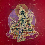 Green Tara On Red - Original Artwork